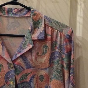 🟢VTG Pastel Paisley Classic Knit Blouse